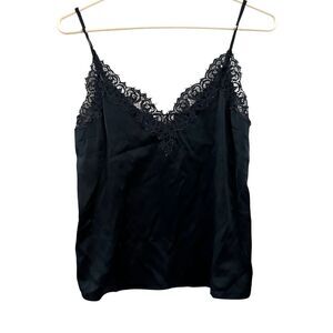 Elegant Black Lace Trim Chemise
